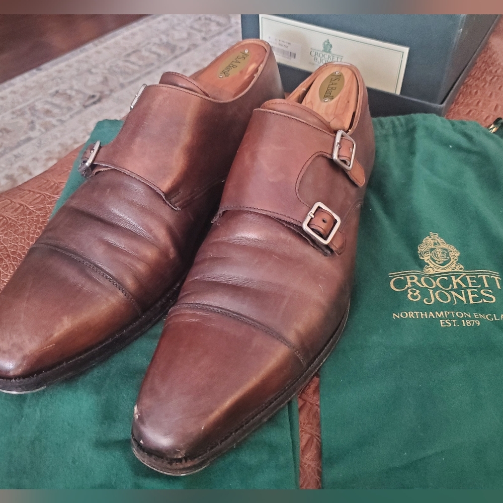 Crockett & Jones Lowndes Double Monk Strap with Vibram sole and toe taps 10E